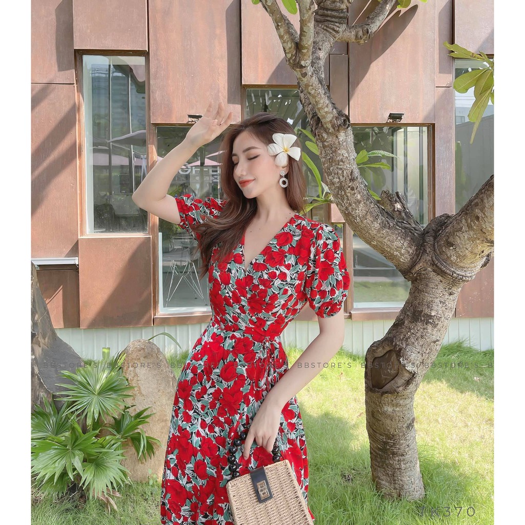 [Mã FAGREEN245 giảm 10% tối đa 30K đơn 99K] [BBSTORE'S] Đầm hoa đỏ - TK370 | BigBuy360 - bigbuy360.vn