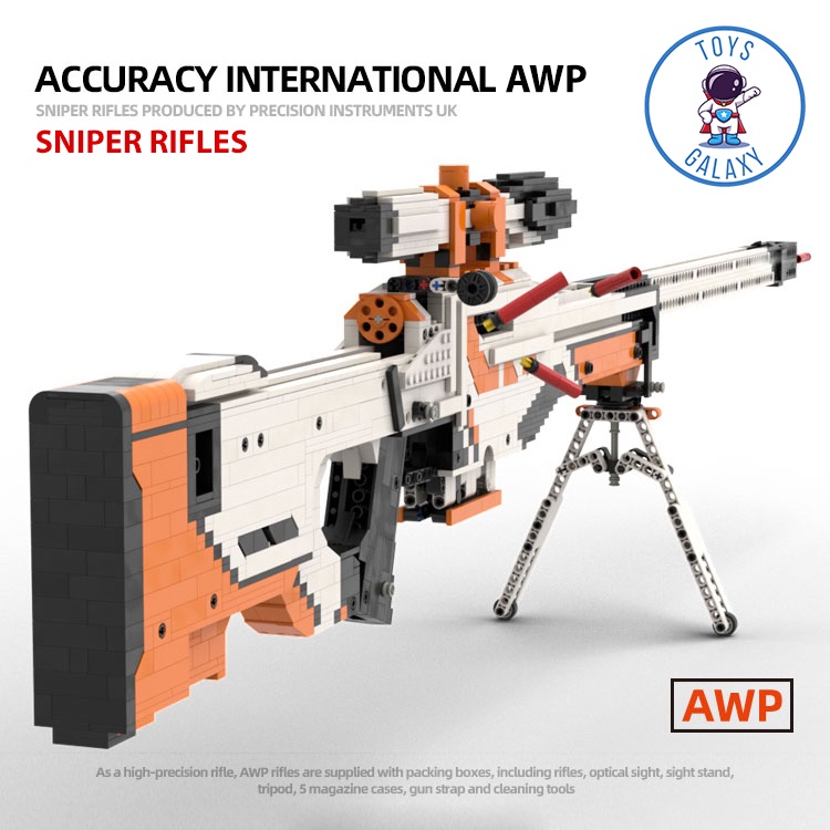 Đồ Chơi Lắp Ráp PUBG Mô Hình AWP Asiimov MOC Kevin183 Trong Game CSGO Cảnh Sát Quân Đội