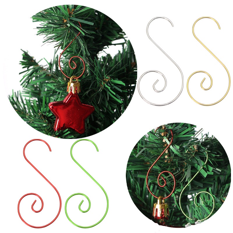 Set 20 Móc Treo Đồ Hình Chữ S Bằng Kim Loại Trang Trí Cây Thông Noel