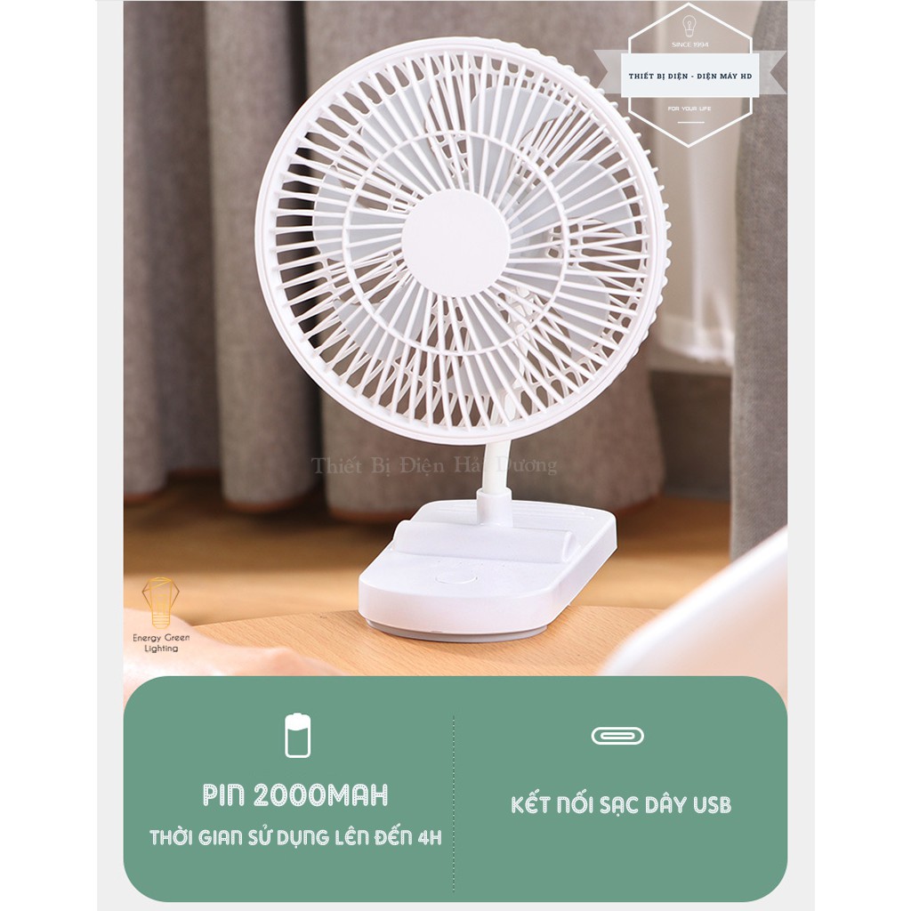 Quạt Tích Điện F1S Vừa Để Bàn - Vừa Kẹp Trên Bề Mặt - 4 Tốc Độ Gió Siêu Mát - Pin 2000mAh - Bảo Hành 1 Năm - Có Video