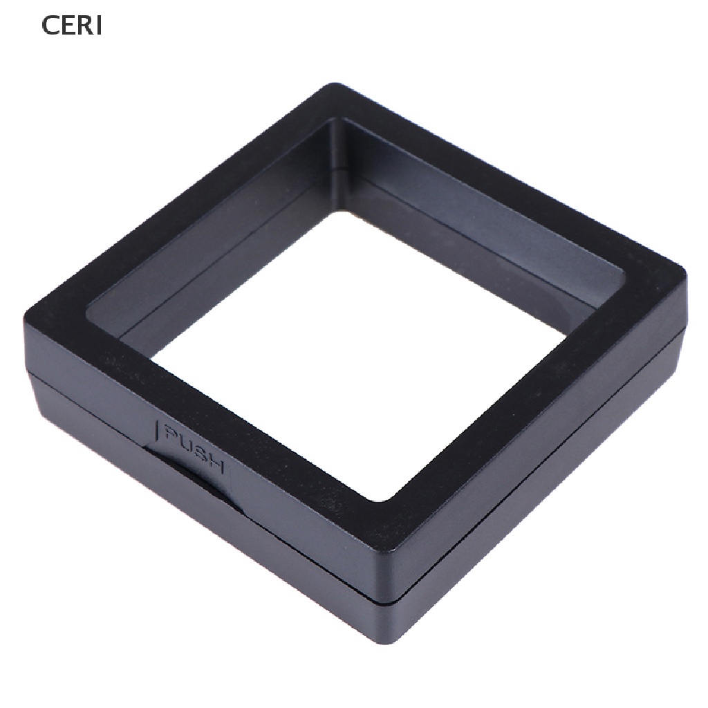 CE 70*70mm Black 3D floating jewelry coin display frame holder box case w/ stand RI