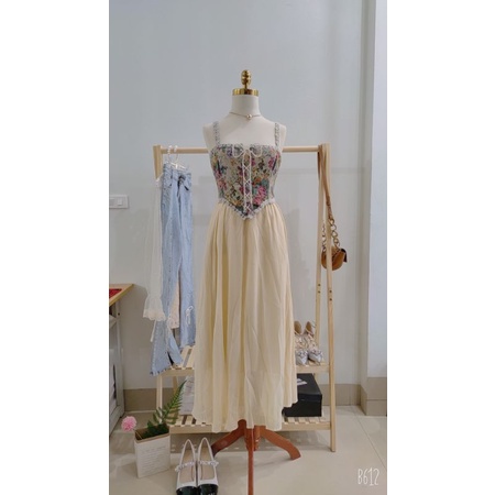 Corset Vintage, Áo hai dây retro, áo hoa retro Pháp, corset hoa vintage cổ điển
