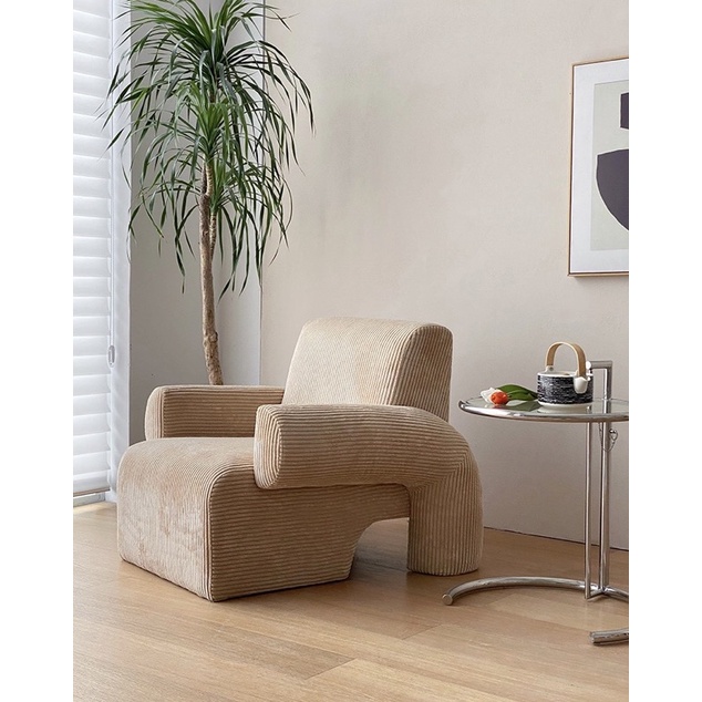 Ghế sofa đơn Lambswool vải nhung nhiều màu phong cách wabi sabi Bắc Âu