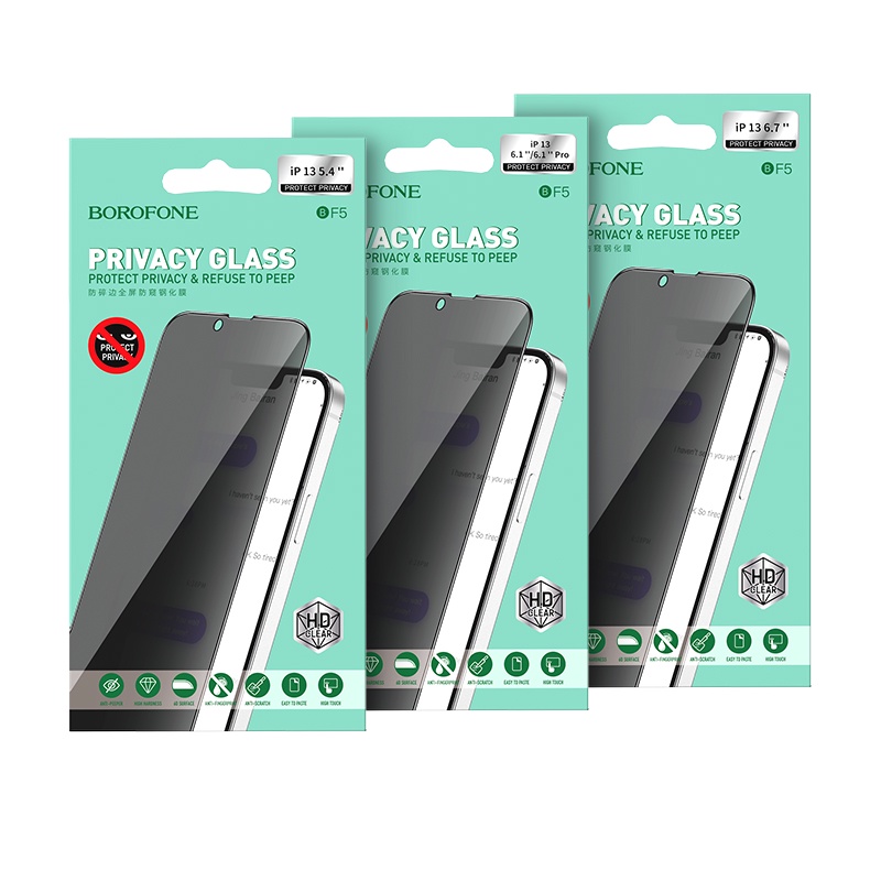 Kính cường lực Borofone BF5 chống nhìn trộm các đời IP - Chính hãng