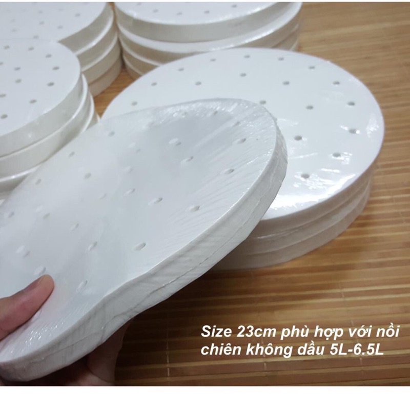 100 tờ giấy nến đục lỗ cho nồi chiên không dầu 23 cm