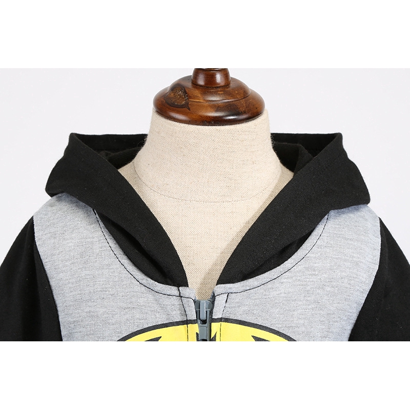 Áo Khoác Hoodie Tay Dài In Hoạt Hình Siêu Anh Hùng Batman Phối Khóa Kéo Cho Bé Trai