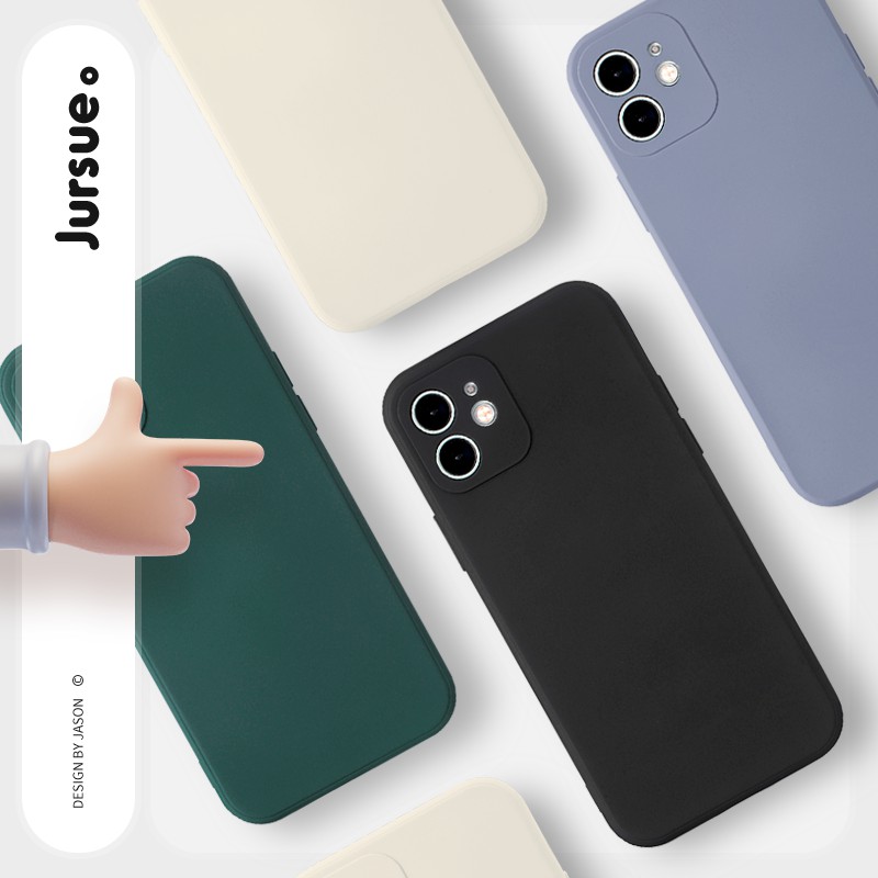 Ốp lưng JURSUE silicon mềm viền vuông chống bẩn cho iPhone 13 12 11 Pro Max SE 2020 X XR XS ip 8 7 6 6S Plus Y200