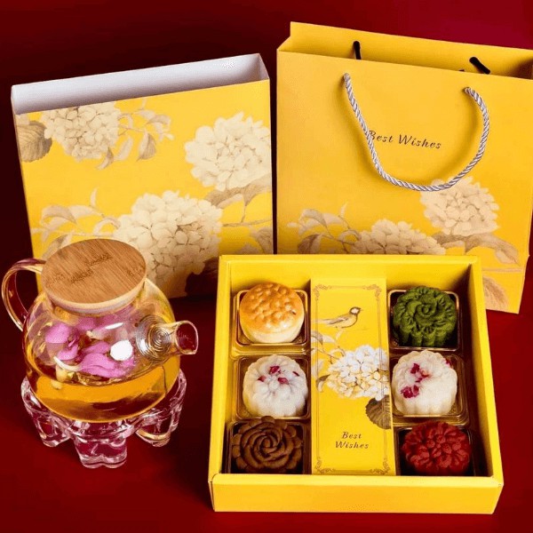 Bộ túi hộp trung thu Cẩm tú cầu 6 bánh