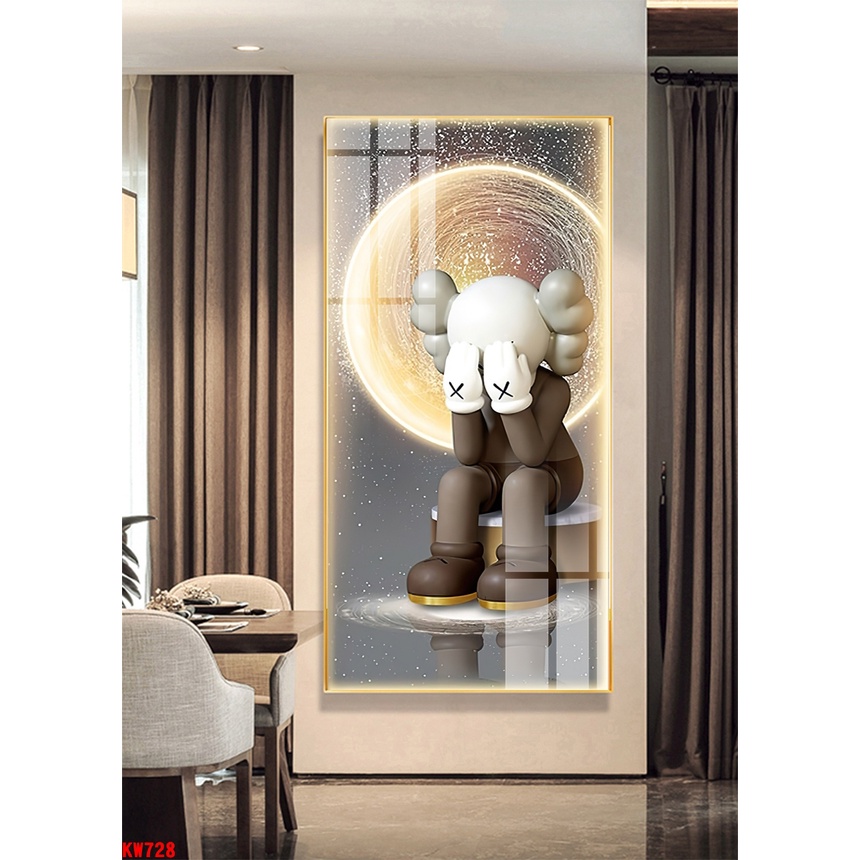 [ 60 x 90 cm KHỔ LỚN TRÁNG GƯƠNG CAO CẤP] chú Gấu Kaws Toy Treo Tường Bearbrick decor trang trí MELYHOME