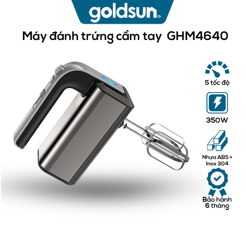 Máy đánh trứng cầm tay, Máy trộn bột cầm tay Goldsun GHM4640 Công suất 350W - Thân máy làm bằng Inox cao cấp chắc chắn