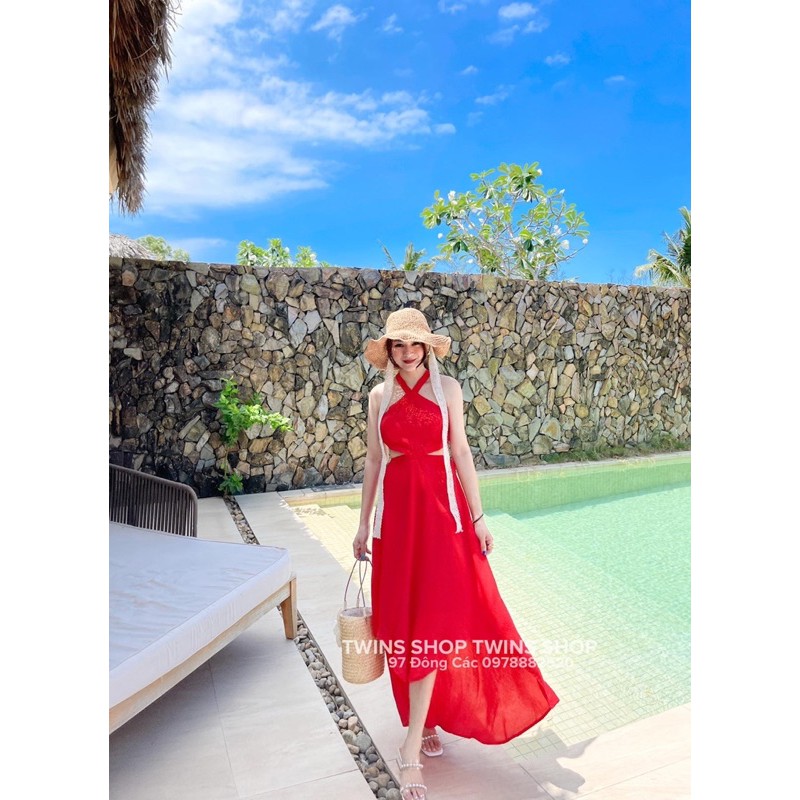 Váy maxi yếm dây lưng 1280