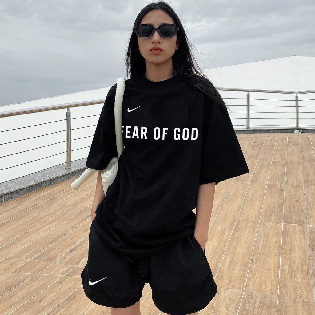 Bộ thể thao nữ đồ bộ quần áo mùa hè 2022  in hình fear of god bộ unisex thời trang
