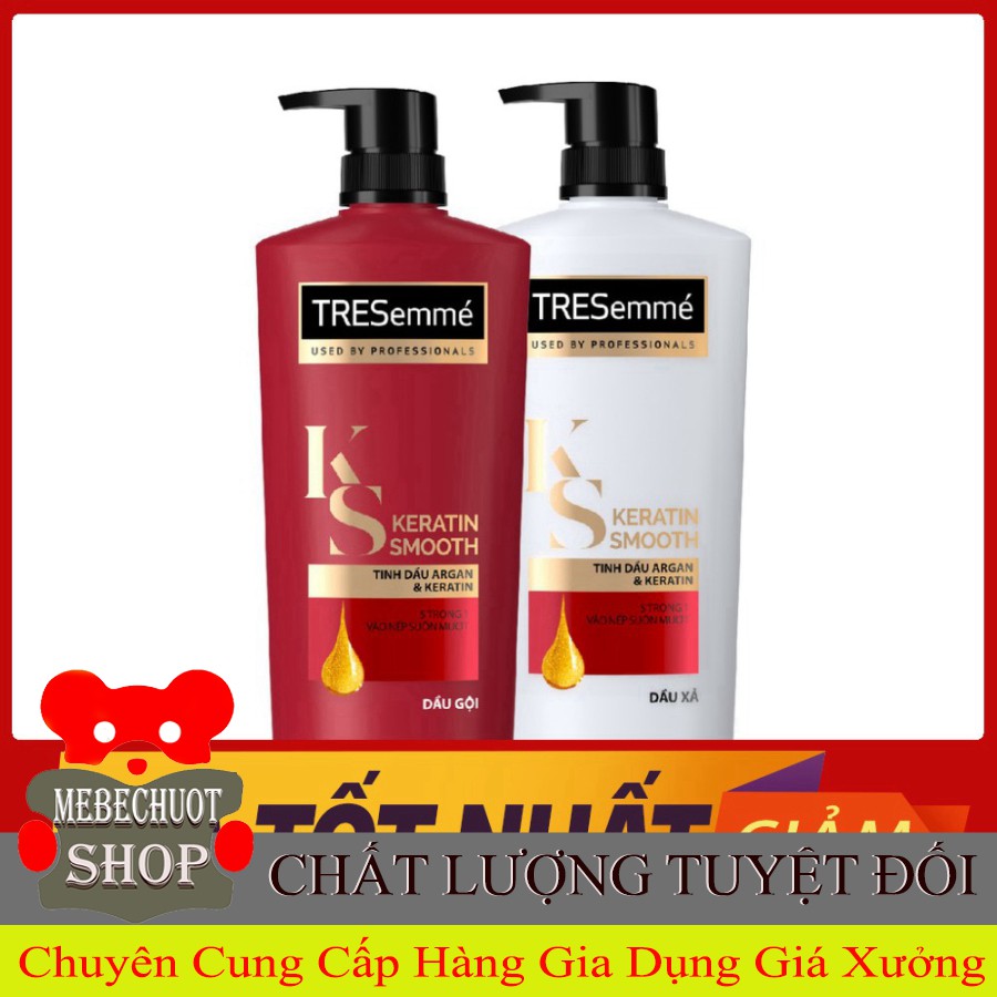 [ Bán giá gốc] Combo gội 640g + xả 620g TRESemmé Keratin Smooth Tinh dầu Argan và Keratin vào nếp suôn mượt