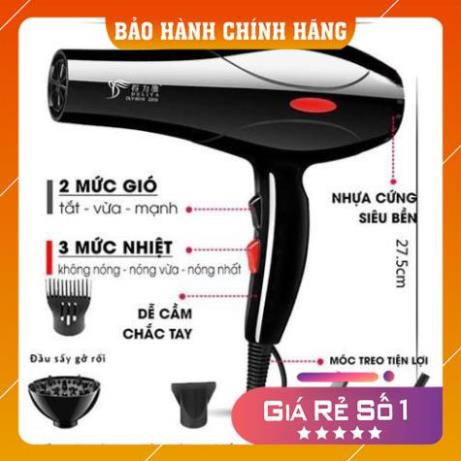 [Hộp Chính Hãng]- Máy Sấy Tóc Tạo Kiểu Deliya Công Suất Lớn 2200W Tặng Kèm Bộ Phụ Kiện 5 Chi Tiết + Bảo Hành 12 Tháng