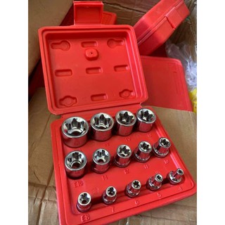 Bộ khẩu E 14 chi tiết chuyên vặn các chi tiết khó, ốc chìm, dạng sao, hoa thị