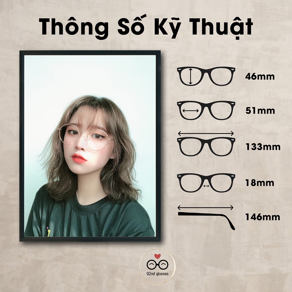 Gọng Cận nam nữ tròn nhỏ chất kiệu kim loại thanh mảnh ulzzang Lani 2626 - Lắp Mắt Cận Theo Yêu Cầu