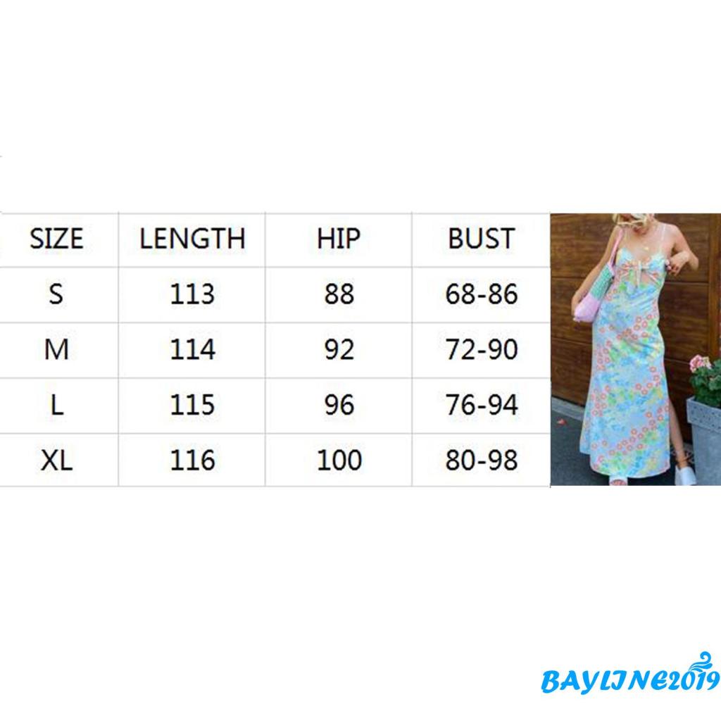 BAY Đầm không tay cổ chữ V xẻ sâu in họa tiết hoa màu xanh dương gợi cảm cho nữ S/ M/ L/ XL
