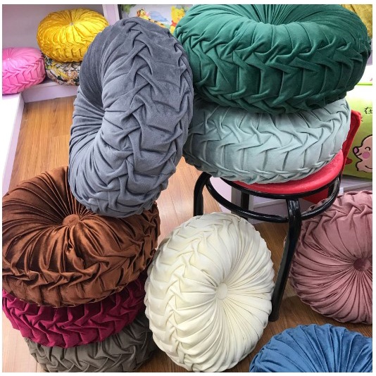 Gối tựa lưng sofa đệm ngồi bệt tròn hình bánh xe chất liệu nhung nhập khẩu mềm mại sang trọng ĐXE