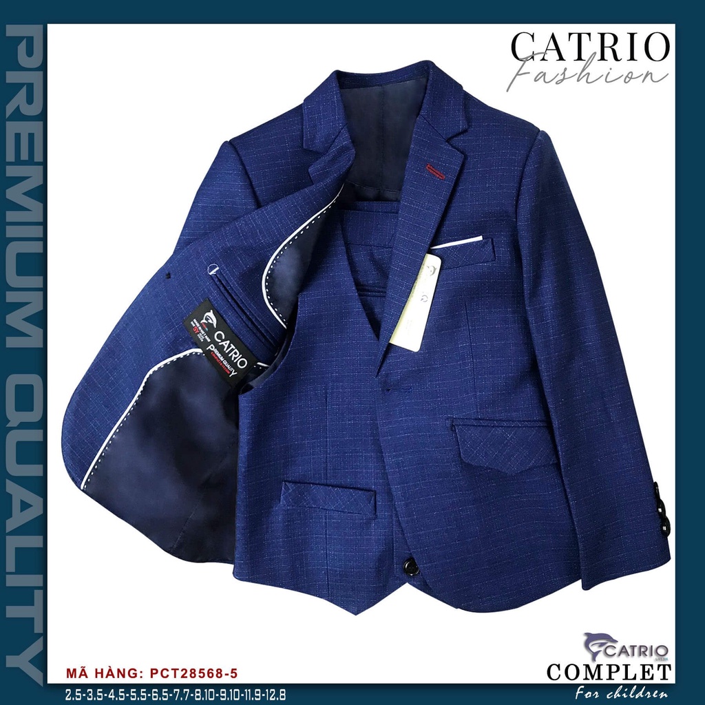 Bộ comple trẻ em 3 chi tiết cao cấp, bộ com lê bé trai Catrio PCT28568/5
