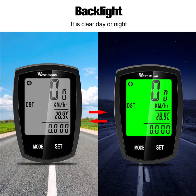 Tốc kế xe đạp WEST BIKING chống nước có đèn nền thông dụng