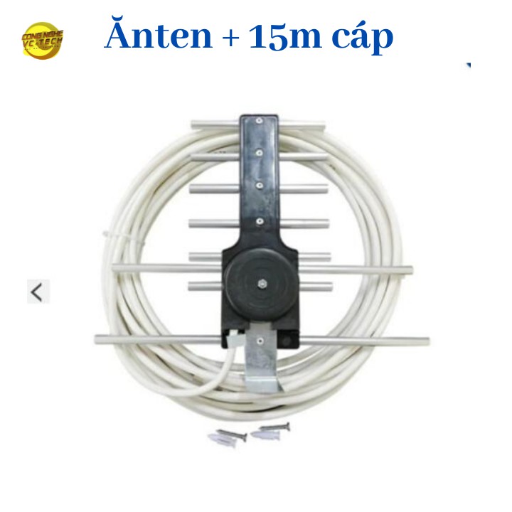 Anten thông minh thu sóng DVB T2 + 15m dây cáp + Jack nối dùng cho TiVI và đầu KTS