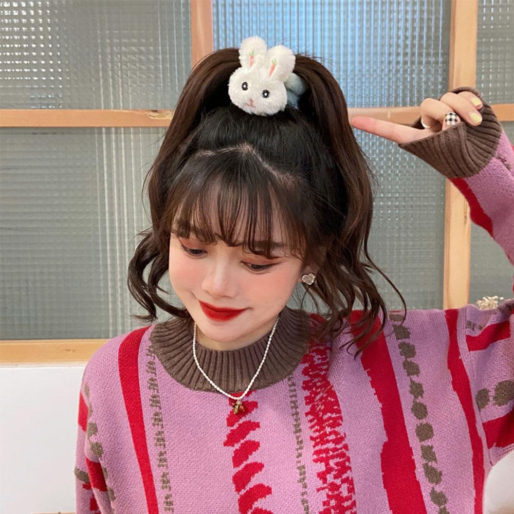 TWINKLE Dây Buộc Tóc Cao Su Hình Thỏ Nhồi Bông Lấp Lánh Thời Trang Mùa Thu Cho Nữ