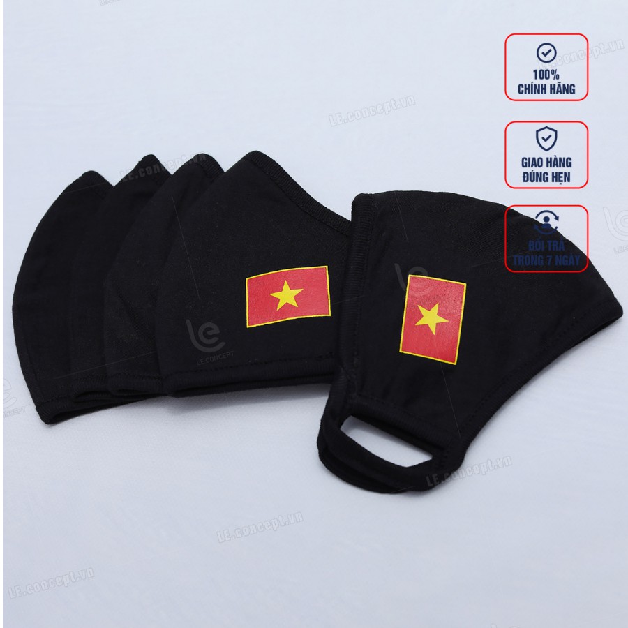 [COMBO] 20 Khẩu Trang Vải Kháng Khuẩn Màu Đen In Cờ Đỏ Sao Vàng LE.CONCEPT Co Giãn Bảo Sức Khỏe Toàn Diện, Cổ Vũ ĐTVN | BigBuy360 - bigbuy360.vn
