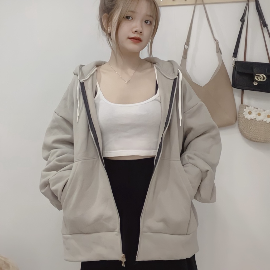 Áo Khoác Nỉ Trơn Form Rộng Unisex , Áo Hoodie Trơn Form Rộng Dây Kéo PLA01 ( kèm ảnh ,video thật shop tự quay )