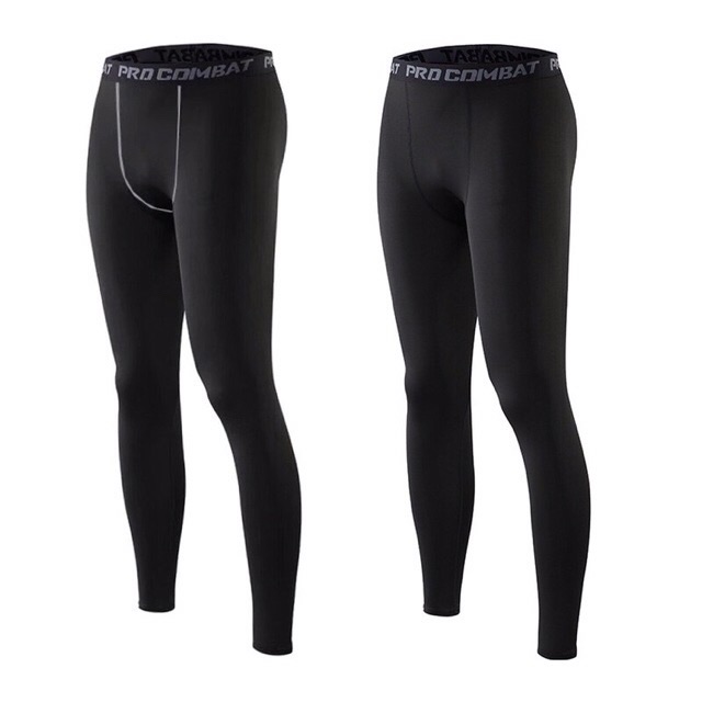 QUẦN GIỮ NHIỆT COMBAT PRO QUẦN LEGGING NAM DÁNG DÀI MÀU ĐEN