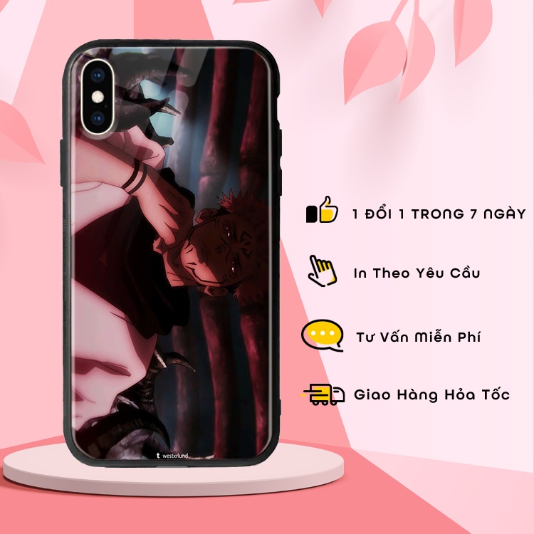 Ốp Lưng Kính Cường Lực Hình anime Jujutsu Kaisen Độc Đẹp VANITE Cho Iphone11/11Pro/11ProMax/X/Xr/Xs/Xs/Max/78/Plus/Se
