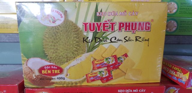 Kẹo Dừa Tuyết Phụng Bến Tre -Hộp 400G (Đóng gói bao bì từng viên)