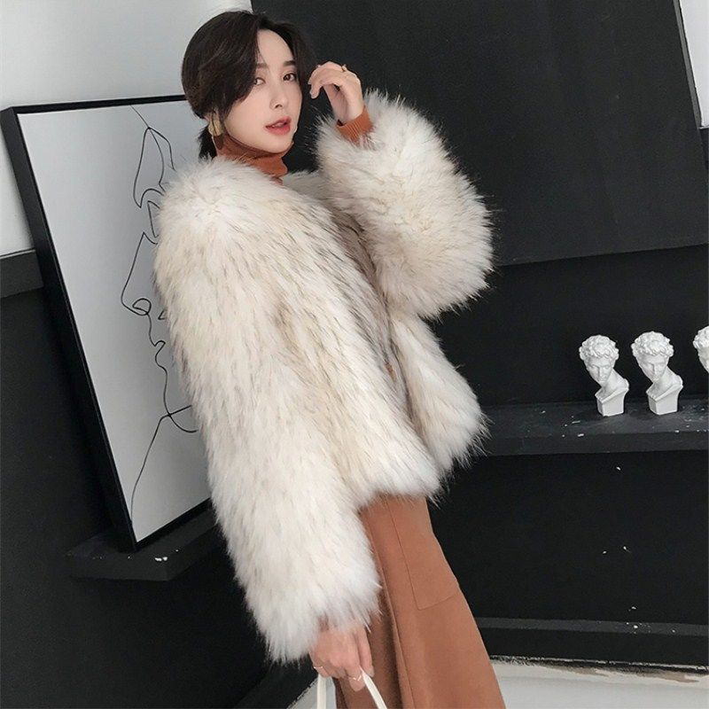 Áo lông thỏ mềm mượt không cổ sang chảnh