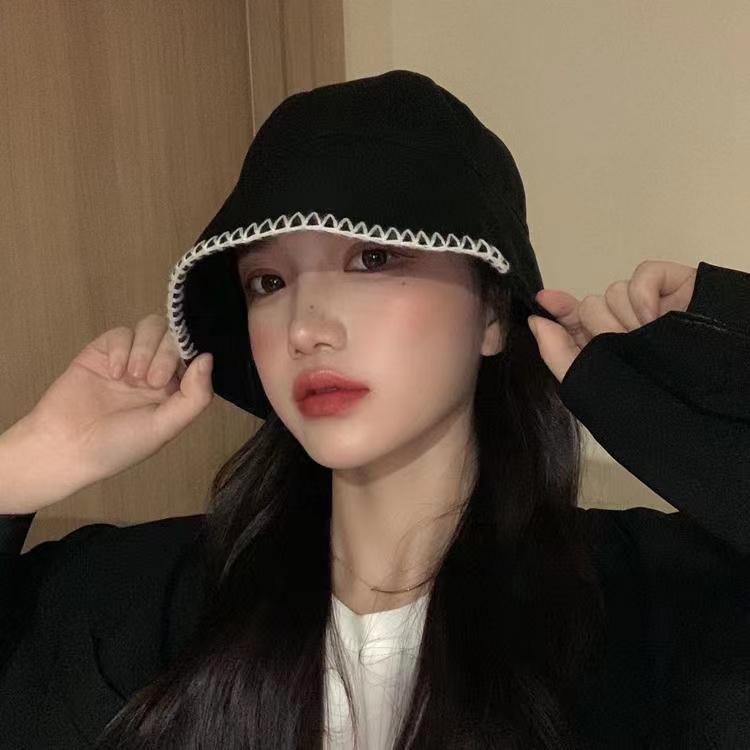 Đen Nón Tai Bèo Chất Liệu Cotton Phong Cách Retro Hàn Quốc Cho Nữ