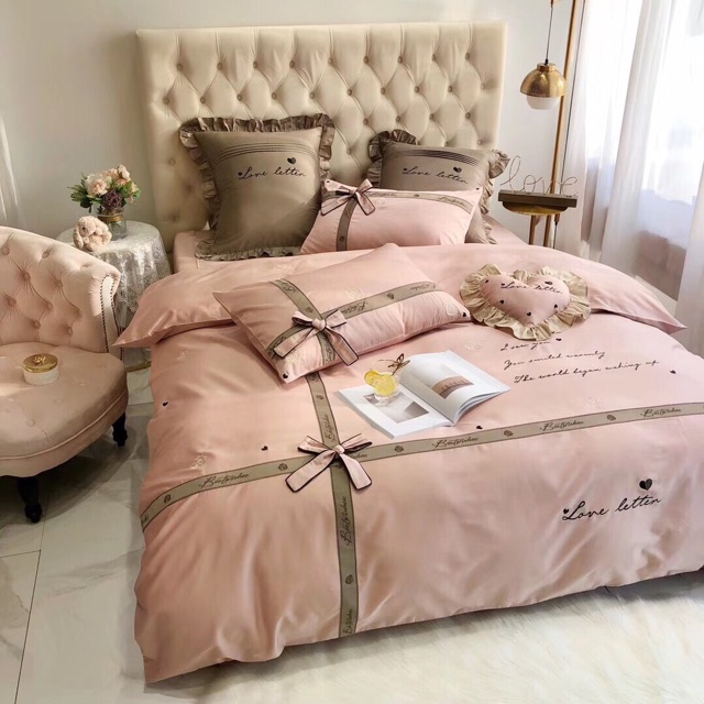 Set chăn ga Lụa Letter Love 7 món cao cấp