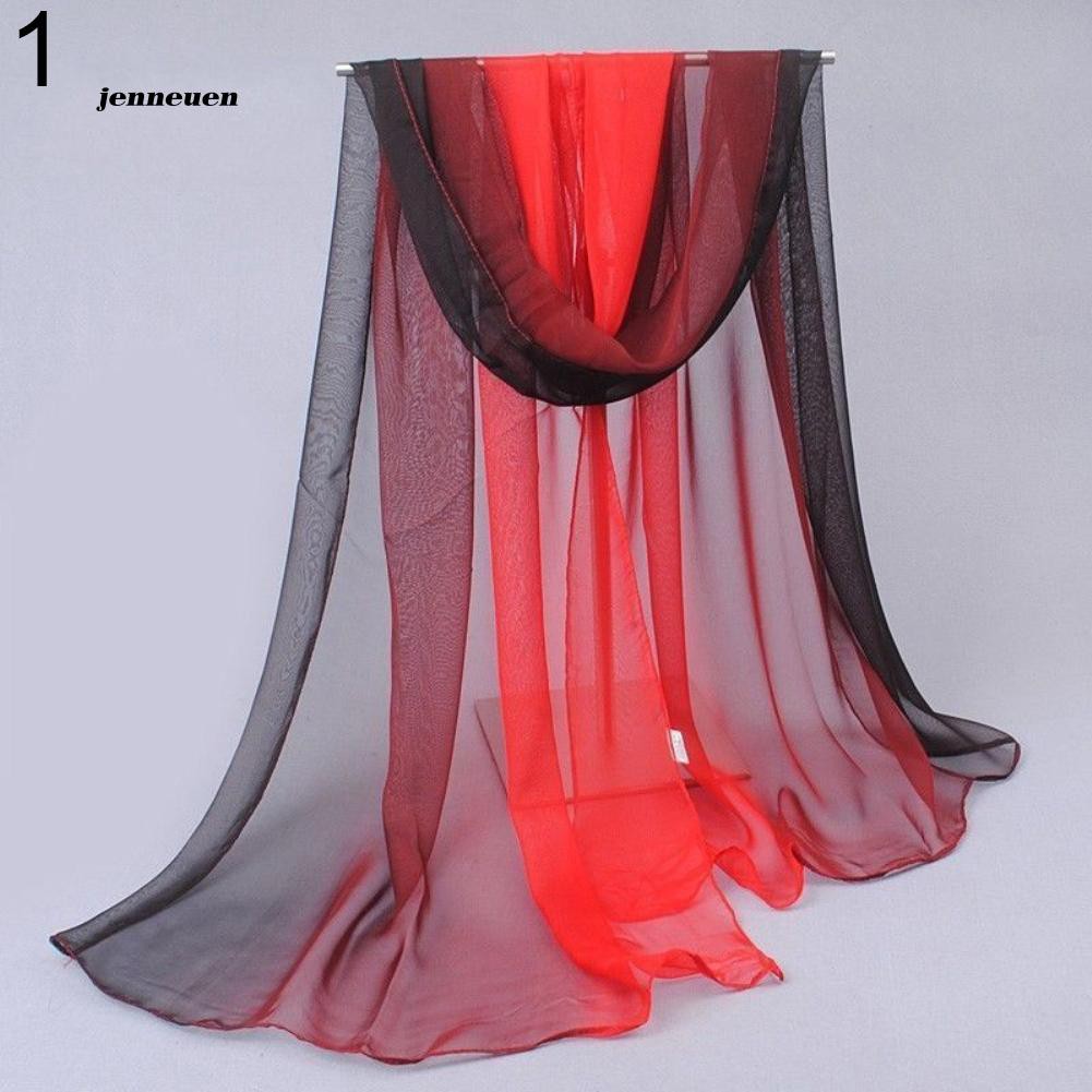 Khăn Choàng Chiffon Dài Mềm Mại Màu Sắc Gradient Thời Trang Đi Biển Mùa Hè Cho Nữ