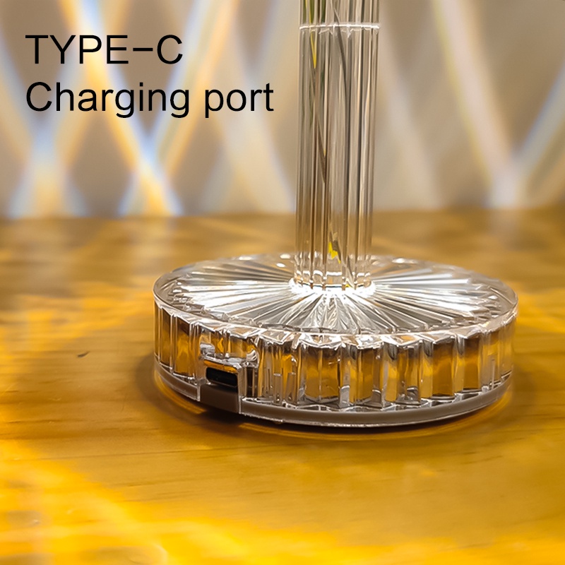 Đèn bàn kim cương RGB Đèn ngủ phòng ngủ Đèn pha lê trang trí Đèn ngủ Đèn bàn sạc USB Đèn bàn 16 màu