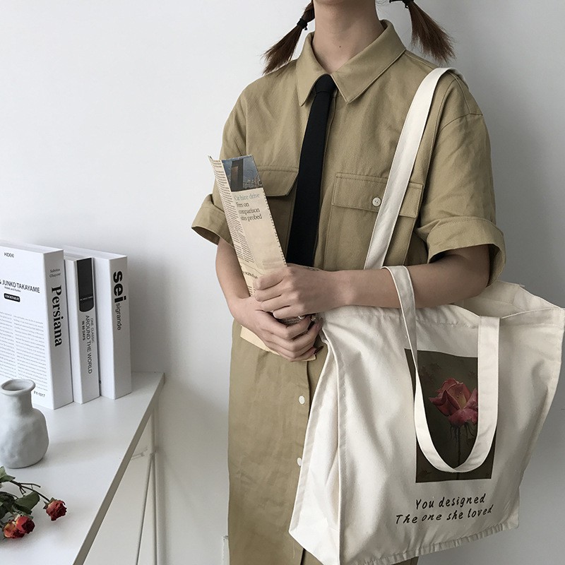 [HOT NHẤT SHOPEE] Túi vải tote đựng đồ canvas đeo chéo nhiều mẫu phong cách Hàn Quốc cao cấp