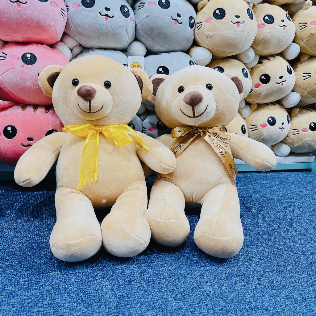 Gấu Bông Teddy vải co dãn 4 chiều Đủ cỡ đeo nơ