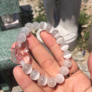 Vòng đá mắt mèo trắng hồ ly 10 ly