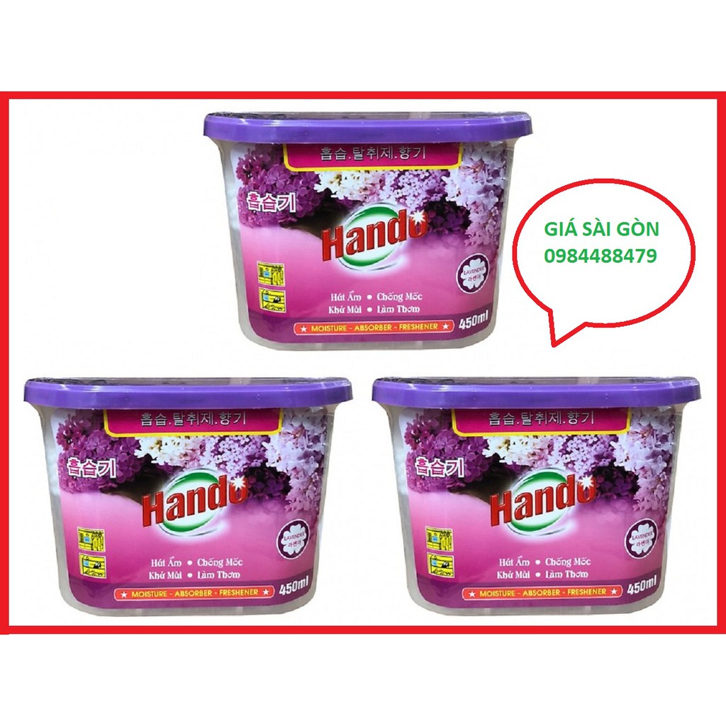 Bộ 3 Bình hút ẩm khử mùi ẩm mốc Hando 450ml (Hương Lavender)