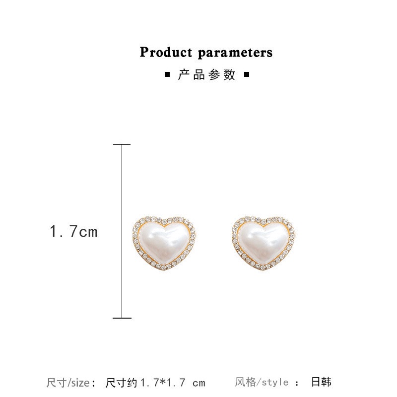 Bông Tai Hình Trái Tim Đính Đá Và Ngọc Trai Màu Sắc Thời Trang Cho Nữ