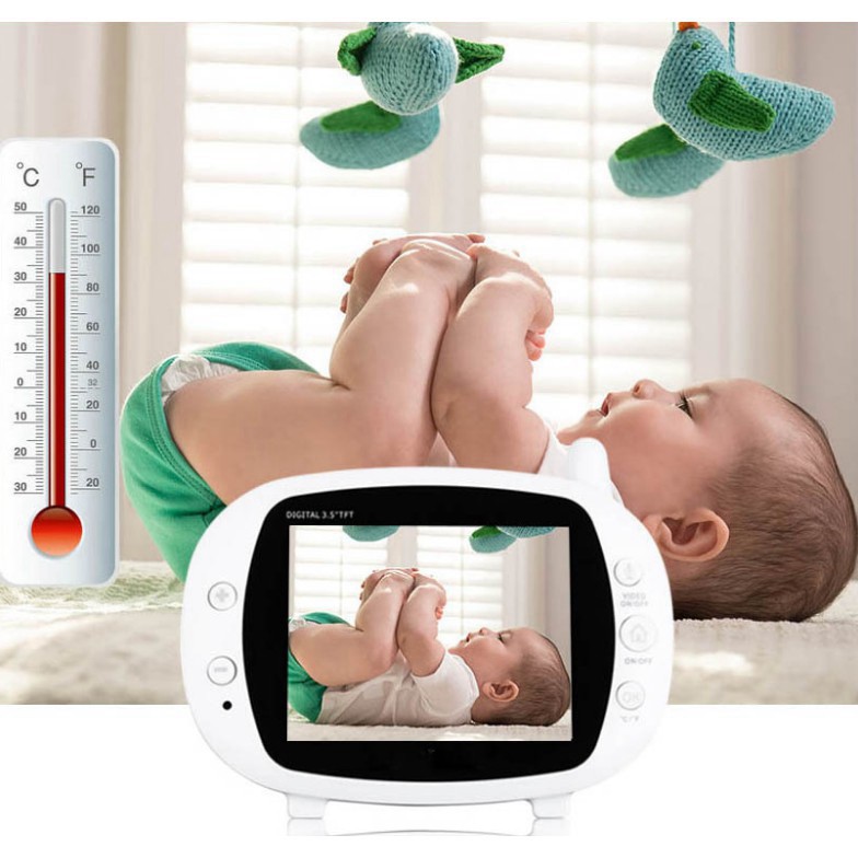 [Chính Hãng] Máy Báo Khóc Baby Monitor Màn Hình Lớn 3.5 In Siêu Nét, Tiếng To, Hồng Ngoại Quay Ban Đêm