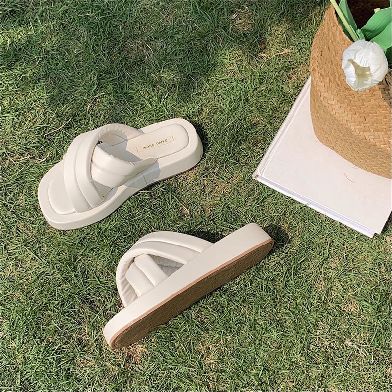 🌸 ( Order ) 🌸 Dép tiểu thư quai chéo đế cao 3 phân đen - trắng - xanh phong cách Hàn Quốc