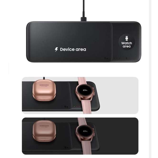 SAMSUNG Đế Sạc Nhanh Không Dây 3 Trong 1 Cho Galaxy Watch 3/Active 2 EP-P6300
