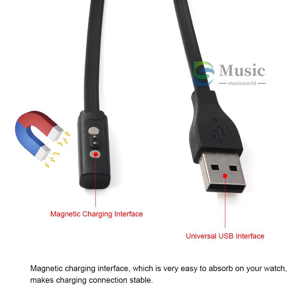 〖MUSIC〗Smart Watch Charging Cable for Pebble Time Round Pebble Time Pebble Time Steel Pebble 2 Pebble 2 SE Smartwatch with USB Interface 1-meter Cable with Magnetic Interface Smart Watch Charging Cables