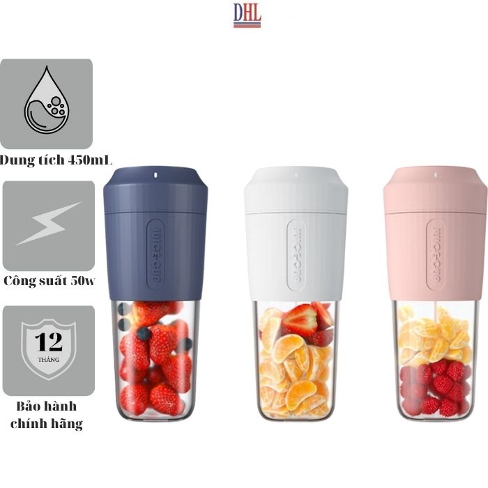 Máy xay sinh tố mini cầm tay, cốc xay sinh tố đa năng JUICER CUP 450ml pin 3000mAH chính hãng bảo hành 1 đổi 1