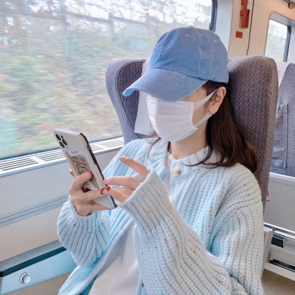 Áokhoác cardigan dệt kim mềm mại phong cách phương Tây thời trang màu xanh dương nhạt dành cho nữ