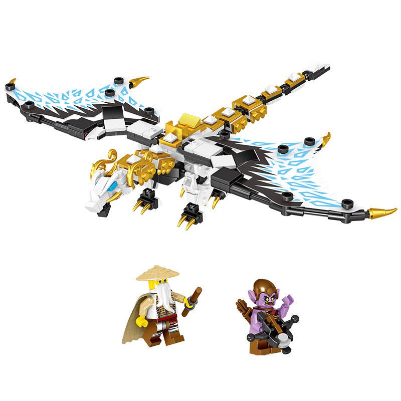Đồ chơi lắp ráp Non Lego Ninjago Season Phần 13 PRCK 61071 Rồng trắng Ninja của sư Phụ Wu Xếp mô hình minifigures