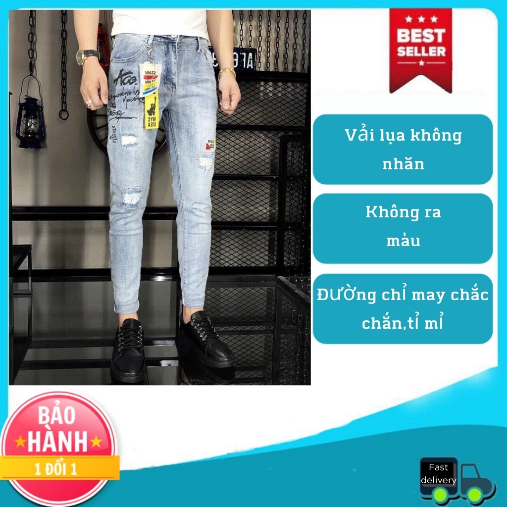 Quần Jean Nam Chất Bò Hàng VNXK Cao Cấp Đen Jogger AD090VP Co Dãn Mẫu Túm Ống Sành Điệu