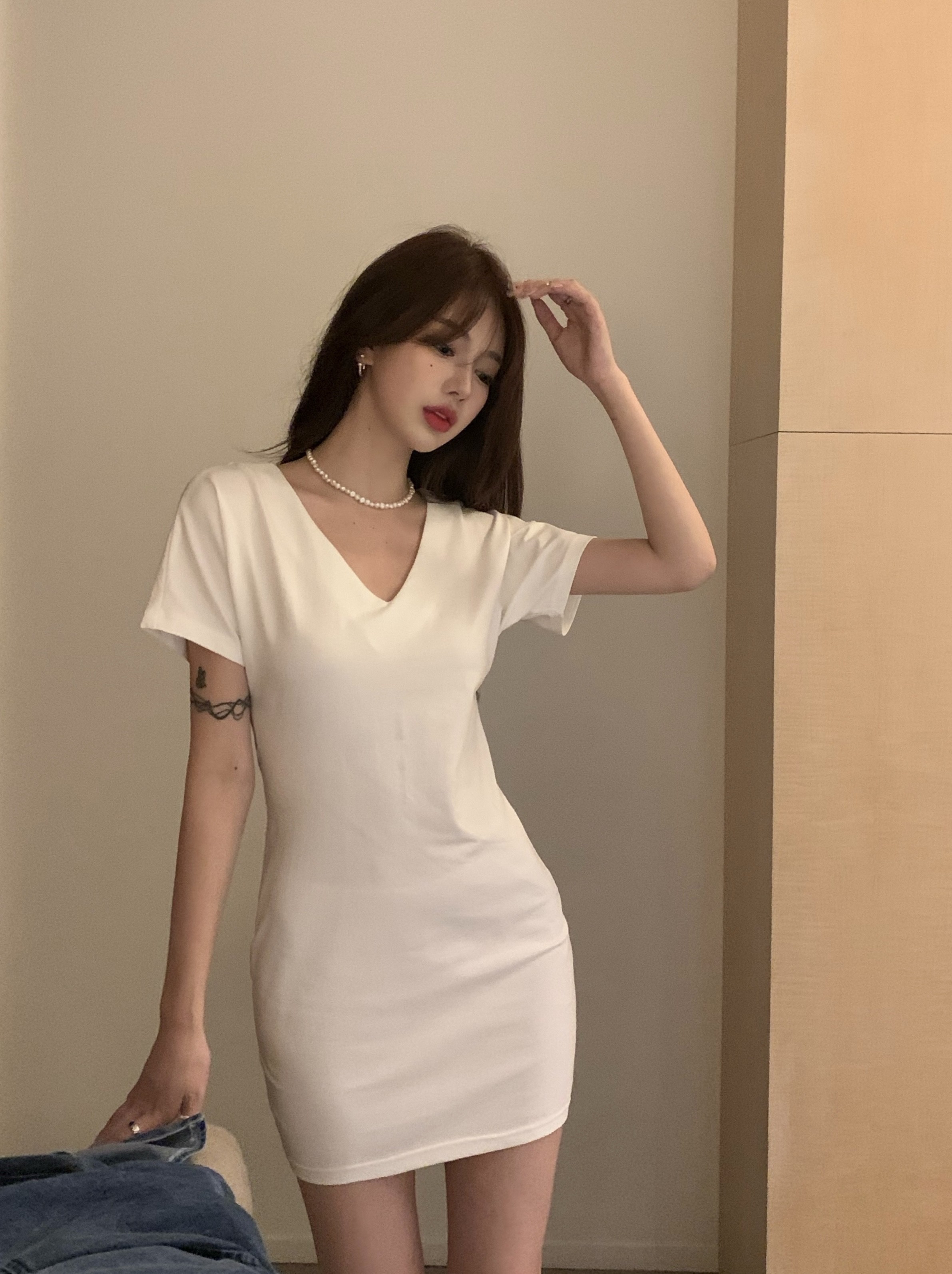 Đầm Chữ A Cổ Chữ V Thiết Kế Đơn Giản Phong Cách Hàn Quốc | BigBuy360 - bigbuy360.vn
